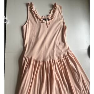 Vintage 90s Dress, Drop Waist, Peach Tank Dress, Summer Midi Maxi